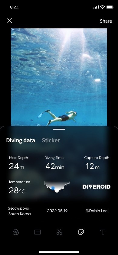Share with dive data