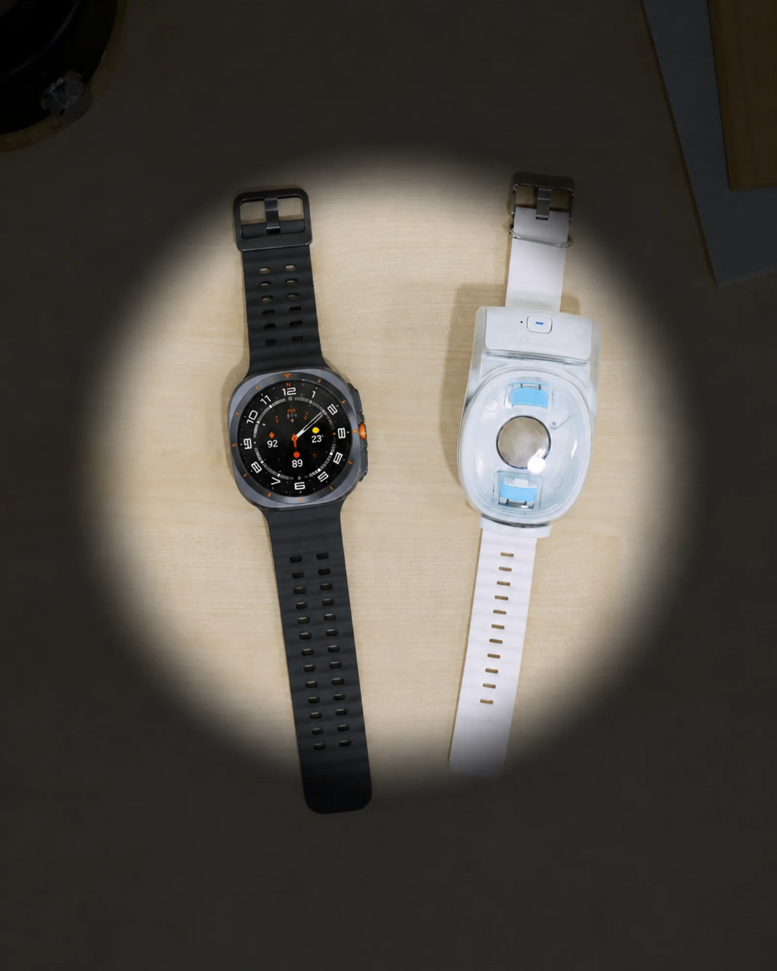 Watch Dive housings displayed on a boat deck